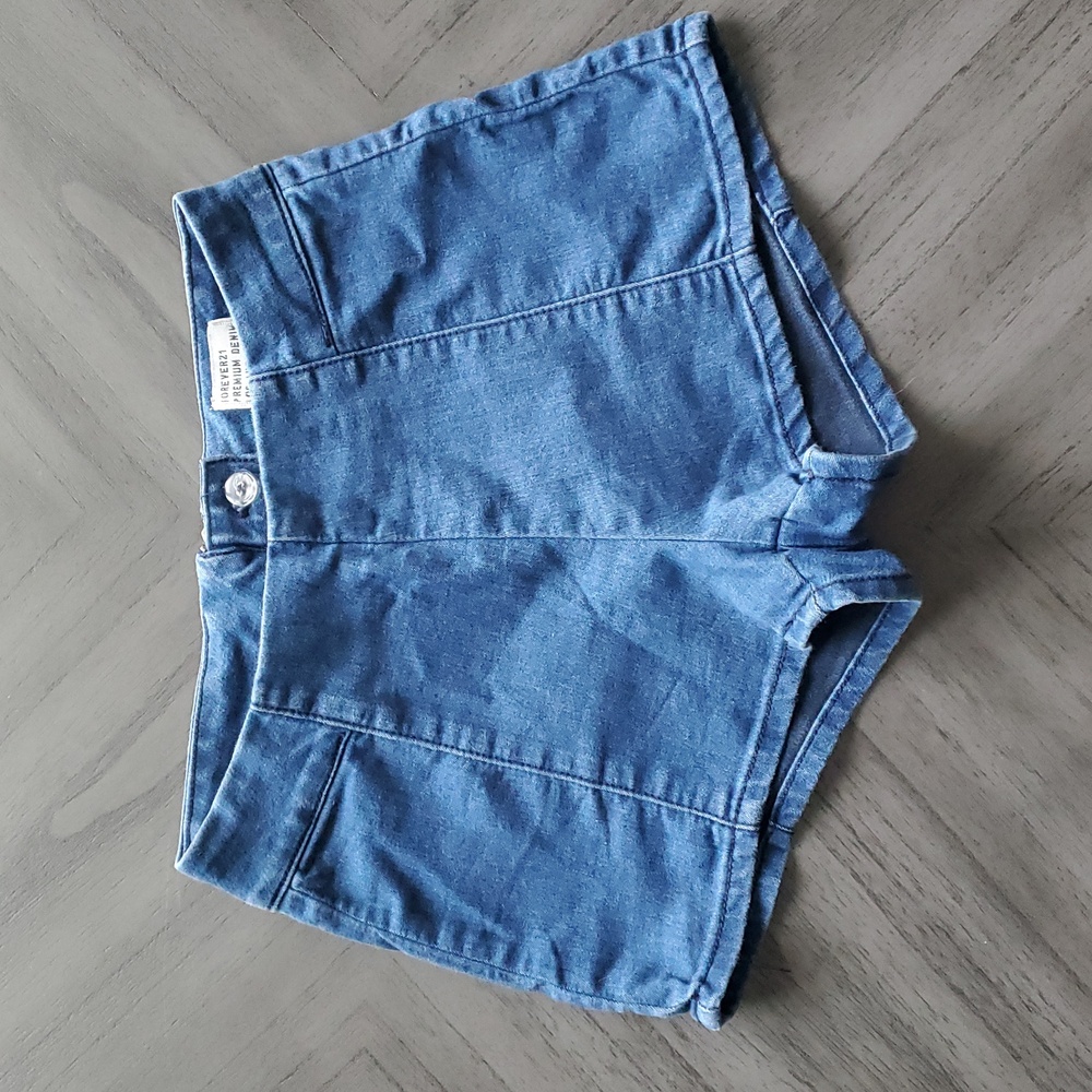 Forever 21 Denim Pleated Shorts